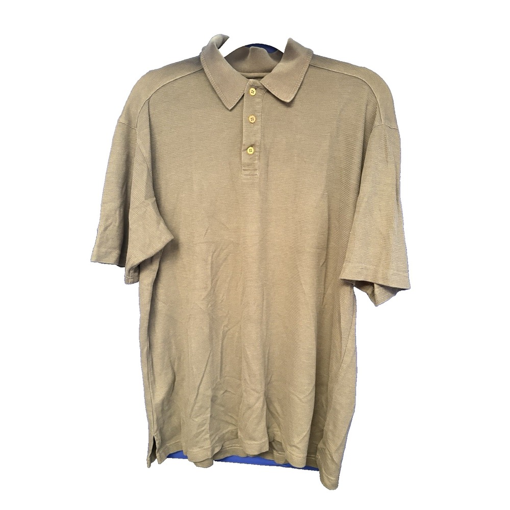 TOMMY BAHAMA Mens Polo Shirt M Gray Silk Blend‎ Golf Casual Luxury Comfort